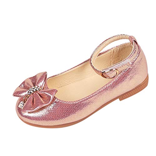 Moneycom - Zapatos antideslizantes para niños y niñas, diseño de lazo de cristal, Rosa (rosa), 29 EU