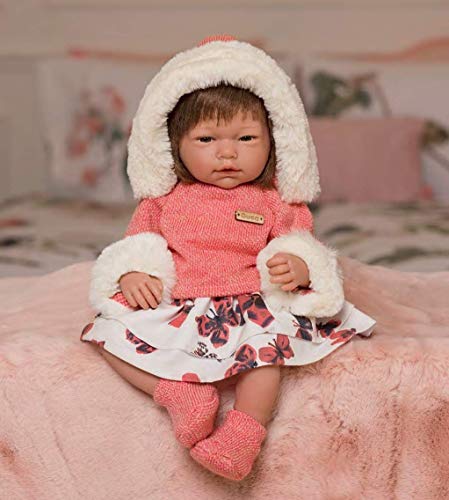 Muñecas Guca- MUÑECA Tatiana 46 CM Morena con Falda ESTAMAPADA Jersey Brillo Coral MAS Capucha Y Pelo Reborn, Multicolor (897) Muñecas Guca- MUÑECA Tatiana 46 CM Morena con Falda ESTAMAPADA Jersey Brillo Coral MAS Capucha Y Pelo Reborn, Multicolor (897)
