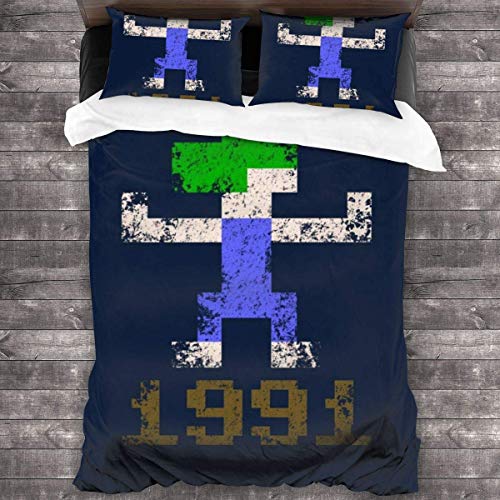 N \ A Lemmings 1991 - Juego de ropa de cama de 3 piezas con 2 fundas de almohada (86 x 70 pulgadas)