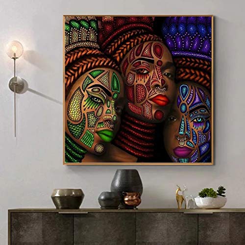 N/Ａ Cuadro Decorativo De Impresión En Lienzo Mujeres Étnicas Africanas Tatuaje Cara Retrato Pintura Carteles E Impresiones Cuadro De Arte De Pared para Artículos para El Hogar Decoración De Pared