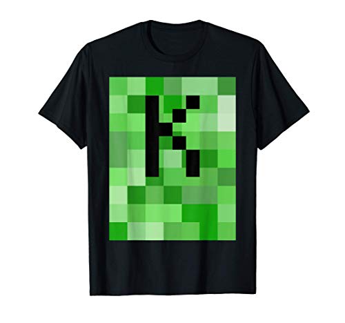 Name Initial Letter K Gamer Pixel Halloween Cosplay RPG Camiseta