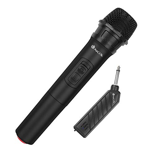 NGS Singer Air - Micrófono inalámbrico vocal de tipo dinámico, interruptor (ON/MUTE/OFF). Color Negro