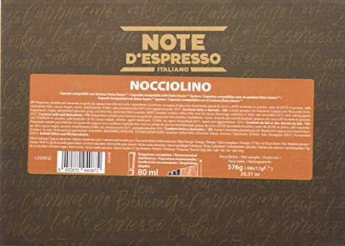 Note d'Espresso Cápsulas de café instantáneo de avellana Compatible exclusivamente con máquinas de cápsulas Dolce Gusto * 48 x 12 g, paquete de 48 Note d'Espresso Cápsulas de café instantáneo de avellana Compatible exclusivamente con máquinas de cápsulas Dolce Gusto * 48 x 12 g, paquete de 48