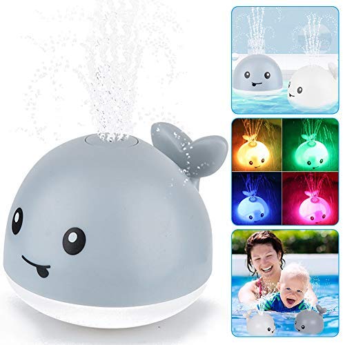OFOCASE Spray Whale Baby Bath Toys, Whale Induction Spray Water Toy with LED Colorful Light Automatic Induction Sprinkler Bath Toy Bathtub Toys for Toddlers, Bathtime Gift for Kids & Infants (Grey)