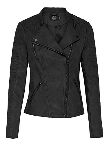 ONLY Onlava Pu Biker Otw Noos - Chaqueta para mujer, color negro, talla 40