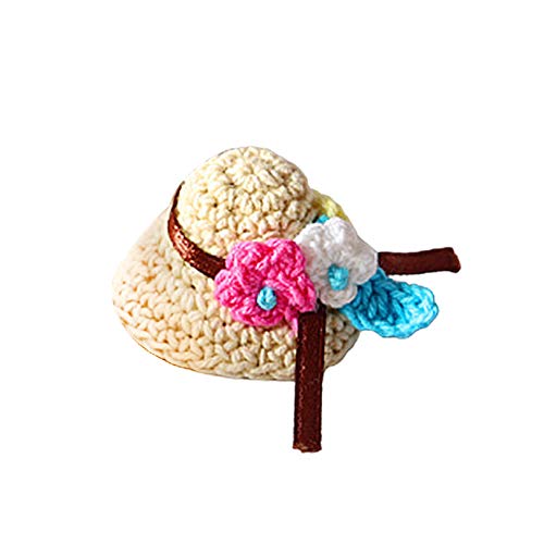 Ordertown Muebles De Casa De Muñecas En Miniatura Tejer A Mano Flores Sombrero Gorro De Muñeca para 1/12 DIY Decoración De Casa De Muñecas Juego De Simulación Regalo para Niños Sombrero