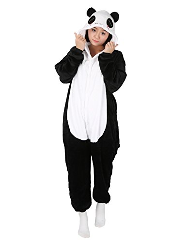 Panda Carnaval Disfraces Pijama Animales Disfraces Outfit Animales Dormir Traje Animales OneSize Sleepsuit con Capucha Adultos Unisex de Forro Polar Mono Disfraz (L, Panda-1)