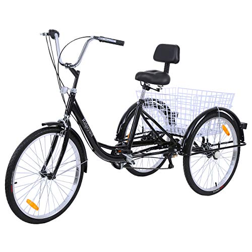 Paneltech 24 " 6 velocidades Engranajes 3 ruedas bicicleta para adultos Triciclos adultos Comodidad Bike Outdoor Sports City Urban Bicycle cesta incluida