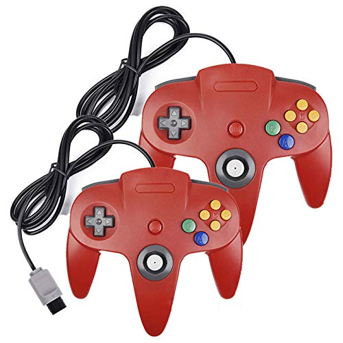 Paquete de 2 controladores N64, joystick Gamepad largo con cable para juegos clásicos de consola Nintendo 64, jugador de juego para Mario Kart/Perfect Dark