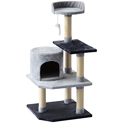 PawHut Árbol para Gatos Rascador Grande con Plataformas Casetas Ratón de Juego 100cm Tablero de partículas Cubierto de Felpa Beige PawHut Árbol para Gatos Rascador Grande con Plataformas Casetas Ratón de Juego 100cm Tablero de partículas Cubierto de Felpa Beige