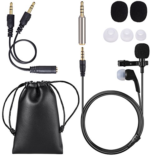 PChero Micrófono de Solapa, 3.5mm Micrófono omnidireccional Lavalier 2 en 1 Micrófono lavalier con audífono Connect para iPhone y Adaptador Divisor de Auricular Andriod + y Conector Adpater PChero Micrófono de Solapa, 3.5mm Micrófono omnidireccional Lavalier 2 en 1 Micrófono lavalier con audífono Connect para iPhone y Adaptador Divisor de Auricular Andriod + y Conector Adpater