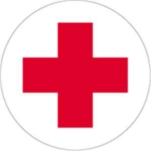 Pegatina de cruz roja autoadhesiva redonda (primeros auxilios, sanitarios) probada, resistente a la intemperie (5 cm)