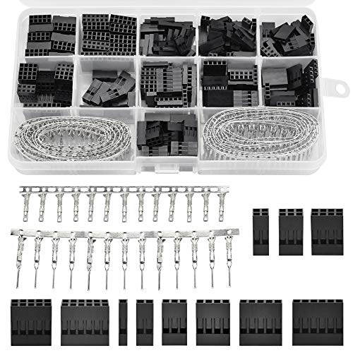 Perfetsell 620 pcs Kit 2.54mm Conectores Electronica Dupont Conectores Dupont Hembra Pin Dupont 1/ 2 / 3 / 4 / 5 / 6 Pin para Cableenchufe, Proyectos de Bricolaje, Cable + Caja de Plástico