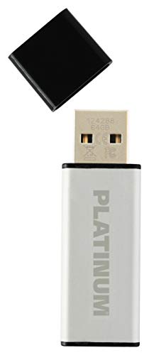 Platinum 177496 Highspeed ALU - Memoria USB de 64 GB (USB 3.0, Tapa, 30 MB/s), Plateado y Negro