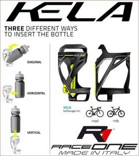 RaceOne - Soporte para Botellas de Bicicleta, Unisex, para Adulto, Negro/Amarillo Fluorescente, único