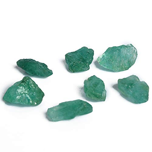 Real Gems Lote de Piedras Preciosas en Bruto y áspero Verde Esmeralda 100% Natural, Esmeralda curativa 60.00 CT / 7 Piezas de fabricación de Joyas de Piedras Preciosas
