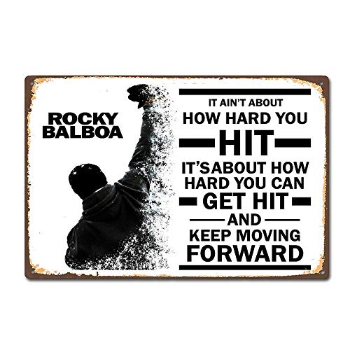 Rocky Balboa Boing Moive Film Quote Sticker Paing Sticker Carteles de Chapa Póster de Pared Hojalata Vintage Hierro Pintura Retro Metal Placa Arte Decoración para Hogar Bar Club Café