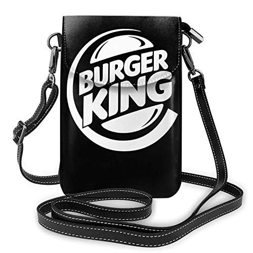 shenguang Burger King Logo Bolso pequeño para teléfono celular de cuero para mujer Bolsos cruzados Negro Talla única