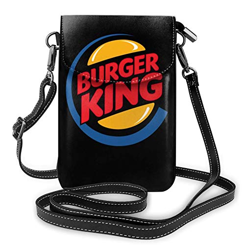 shenguang Burger King Logo Bolso pequeño para teléfono celular de cuero para mujer Bolsos cruzados Negro Talla única