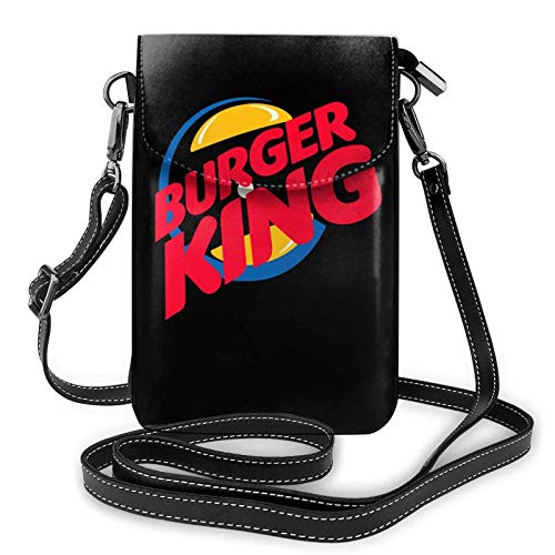 shenguang Burger King - Monedero pequeño para teléfono celular de cuero para mujer, bolsos cruzados, negro, talla única