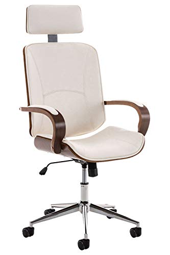 Silla De Oficina Dayton con Estructura De Madera & Tapizado En Cuero PU I Silla Ejecutiva con Base De Metal I Silla Ergónomica I Color:, Color:Nuez/Blanco Silla De Oficina Dayton con Estructura De Madera & Tapizado En Cuero PU I Silla Ejecutiva con Base De Metal I Silla Ergónomica I Color:, Color:Nuez/Blanco