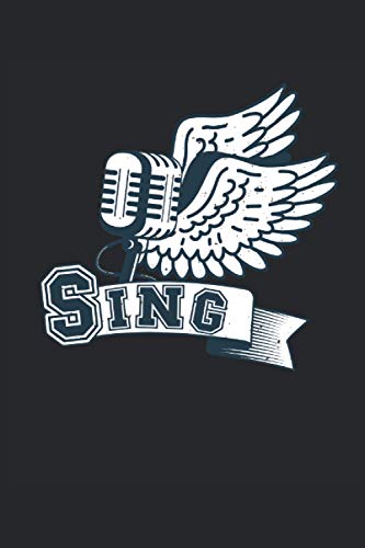 Sing: Quaderno vintage con microfono karaoke cantante regali a righe (formato A5, 15,24 x 22,86 cm, 120 pagine)
