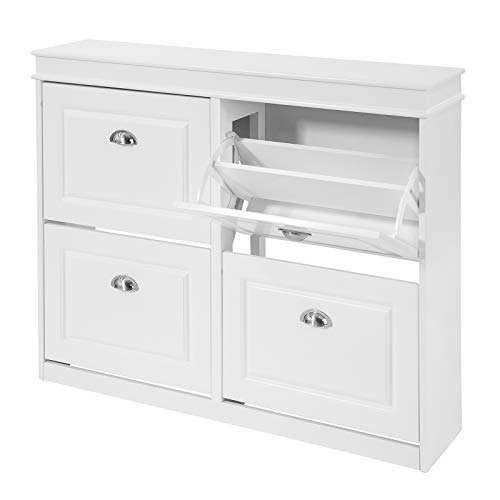 SoBuy FSR79-W Zapatero con 4 Puertas Organizador para Zapatos 105 x 24 x 83 cm ES SoBuy FSR79-W Zapatero con 4 Puertas Organizador para Zapatos 105 x 24 x 83 cm ES
