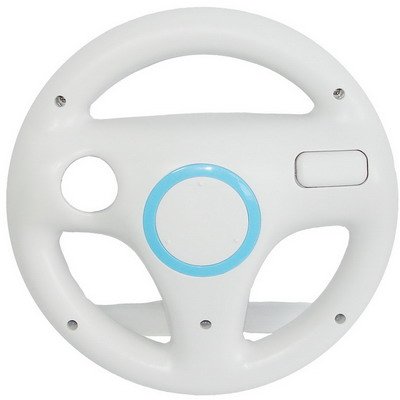 Soporte de volante para mando a distancia de Nintendo Wii. Color blanco.