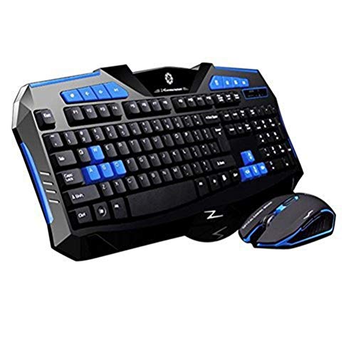 spier Juego de teclado y ratón para videojuegos, combo de accesorios para ordenador impermeable F1 juego de teclado inalámbrico y ratón