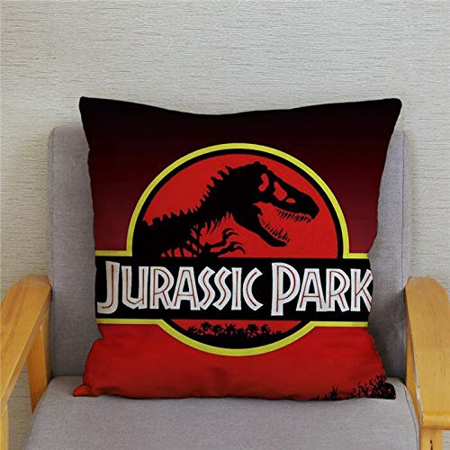 Stephen Cushion Cover - Jurassic Park Logo Square Cushion Cover Zippered 45x45cm(One Side) Car Seat backrest Cushion Cover for Home Bedroom Hotel Bed - by 1 PCs