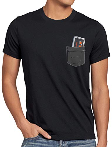 style3 NES Bolsillo Camiseta para Hombre T-Shirt Classic Pocket, Color:Negro, Talla:5XL