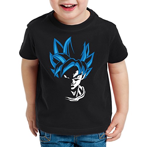 style3 Super Goku Blue God Modo Camiseta para Niños T-Shirt, Talla:140