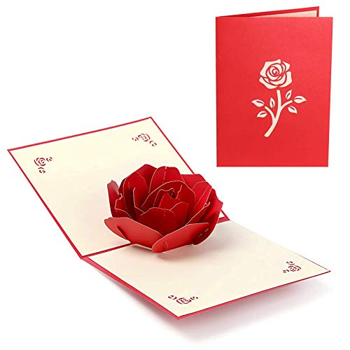 Tarjeta de Felicitación Pop Up 3D, Rosa Tarjeta de felicitación de cumpleaños desplegable,para La Familia Niños Amigos Amante de San Valentín Feliz Cumpleaños Aniversario