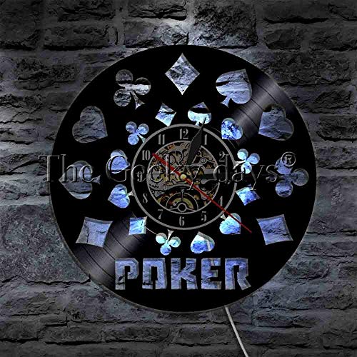 Tarjeta de póquer King Rummy con luz LED iluminada para jugar a las tarjetas Holdem Omaha de vinilo LP reloj para amantes del póquer regalo con luz nocturna LED Tarjeta de póquer King Rummy con luz LED iluminada para jugar a las tarjetas Holdem Omaha de vinilo LP reloj para amantes del póquer regalo con luz nocturna LED