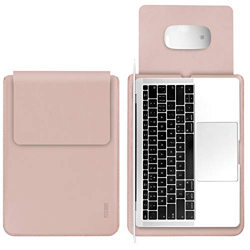 TECOOL 13 Pulgadas Funda Portátil, Funda de Cuero Protectora Bolsa Ordenador Laptop Sleeve para MacBook Air 13 / MacBook Pro 13.3 Retina, 13.5 Surface Laptop 1 2 3, MateBook D 14, DELL XPS 13 - Rosa