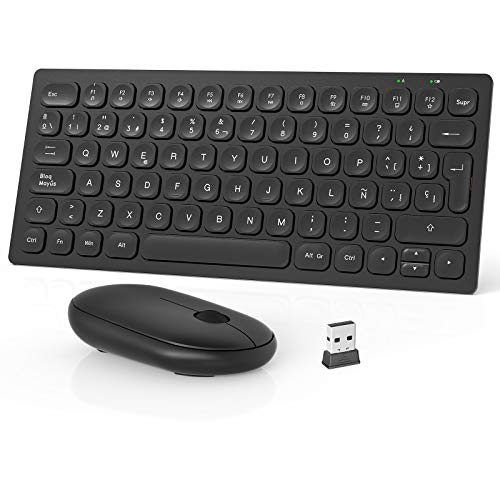 TedGem Raton Teclado Inalambricos, 2.4G Teclados Inalambricos, Raton y Teclados, Inalambrico Teclado, Raton Inalambrico y Teclado para Windows 10/XP/7/8/Vista (Slim Portatil y Silencio)