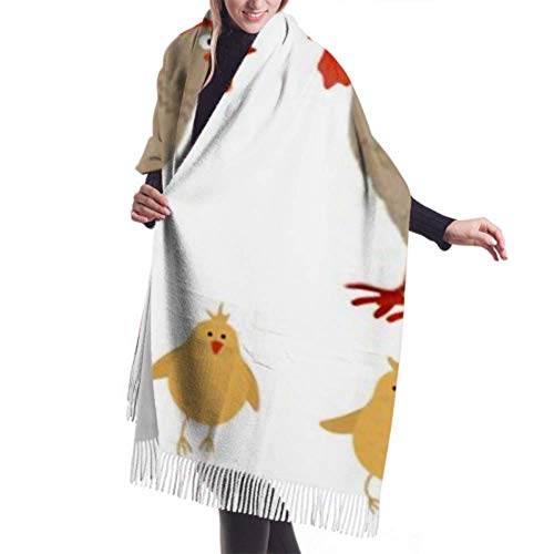 Tengyuntong Damen Wickeldecke Schal, clásica cachemira sensación Unisex invierno bufanda, vector conjunto lindo divertido gallina gallo largo grande caliente bufanda abrigo chal estola