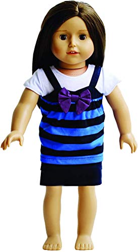 The New York Doll Collection Completar Atuendo para Moda Niña Muñecas - Incluye Adorable Azul A Rayas Jersey Vestido Con Arco y Blanco Camiseta Encaja 18 pulgadas / 46 cm Muñecas - Muñeca Ropa