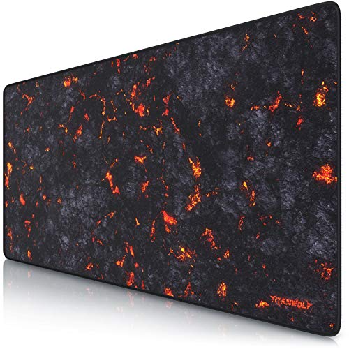 TITANWOLF Alfombrilla Gaming XXL 900x400 mm - Mouse Pad XXL Alfombilla Raton Grande Negro Lava