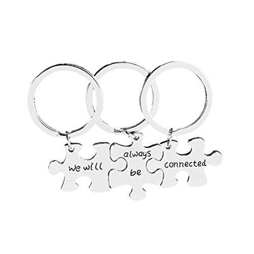 Toyvian 3 Piezas Llaveros Grabados de Siempre Estaremos Conectados Llavero de Rompecabezas para Amigas Familias (Plata) Toyvian 3 Piezas Llaveros Grabados de Siempre Estaremos Conectados Llavero de Rompecabezas para Amigas Familias (Plata)