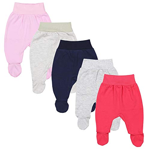 TupTam Pantalón con Pies de Bebé para Niña, Pack de 5, Mix de Colores 1, 80