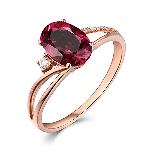Único Moda 1.18ct Auténtico Rosa Turmalina Piedra preciosa Diamante Boda CasarSólido 35K Oro rosa Anillo Conjuntos para Mujer