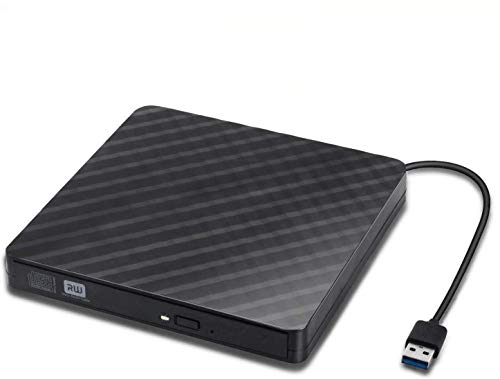 Unidad CD/DVD Externa, iAmotus Grabadora USB 3.0 CD DVD +/-RW ROM Drive Player Lector de DVD Portátil Ultra Slim Optico Externa Reproductor Compatible con Windows Vista/XP/7/8/10/Linux/Mac OS-Negro