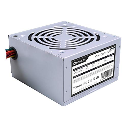 UNYKAch ATX 500W Unidad de - Fuente de alimentación (500 W, 230 V, 50-60 Hz, 28 A, 22 A, 28 A), Plata