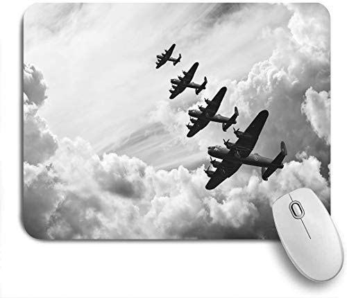 VAMIX Alfombrilla de Ratón,Imagen Retro en Blanco y Negro de los bombarderos Lancaster de la Batalla de Gran Bretaña en la Segunda Guerra Mundial,Antideslizante Alfombrilla para PC y Portátil