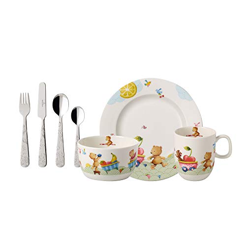 Villeroy & Boch Hungry as a Bear Vajilla infantil, 7 piezas, Porcelana Premium/Acero inoxidable, Blanco/Multicolor Villeroy & Boch Hungry as a Bear Vajilla infantil, 7 piezas, Porcelana Premium/Acero inoxidable, Blanco/Multicolor