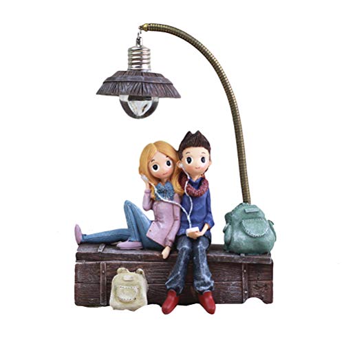 VOSAREA Pareja de Resina con Lámpara Figura Decorativa para Sala Dormitorio Casa Mesa Regalo de San Valentín