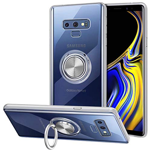 Vunake Galaxy Note 9 Funda, silicona TPU Case Cover con 360 grados Ring Stand Slim Teléfono Móvil Magnético Auto Soporte Slim Carcasa Dedo Mango Suave Funda para Samsung Galaxy Note 9 Clear