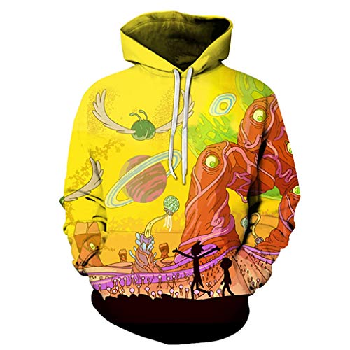 WANIAN Sudaderas Unisex 3D Print Fresco Unisex de Moda Sudadera 3D Impreso Mundo Diferente Aventura Gráfica Personalidad de La Manera Outwear con Grandes Bolsillos Athletic Casual con Bolsillo