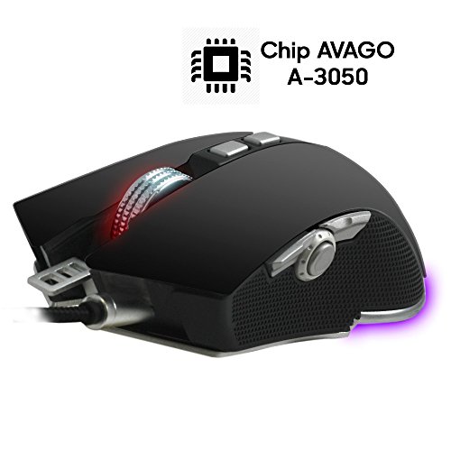 Woxter Stinger RX 1500 M, Ratón gaming profesional con base metálica, sensor AVAGO A3050, contrapesos ajustables, macros, hasta 4000 DPI, retroiluminado y con 8 botones programables, negro Woxter Stinger RX 1500 M, Ratón gaming profesional con base metálica, sensor AVAGO A3050, contrapesos ajustables, macros, hasta 4000 DPI, retroiluminado y con 8 botones programables, negro